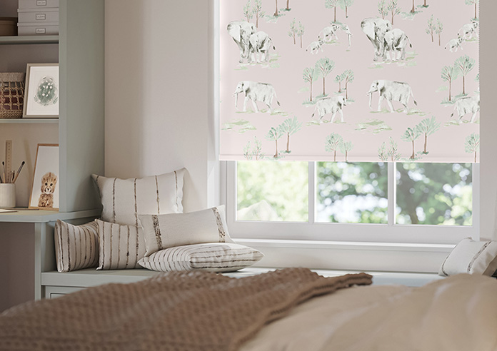 Elephant Herd, Paw Pink - Roller Blind - Image 5